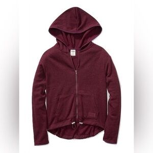 Victoria's Secret Pink Sweater Knit High Low Hoodie Full Zip Color Maroon • Sz S